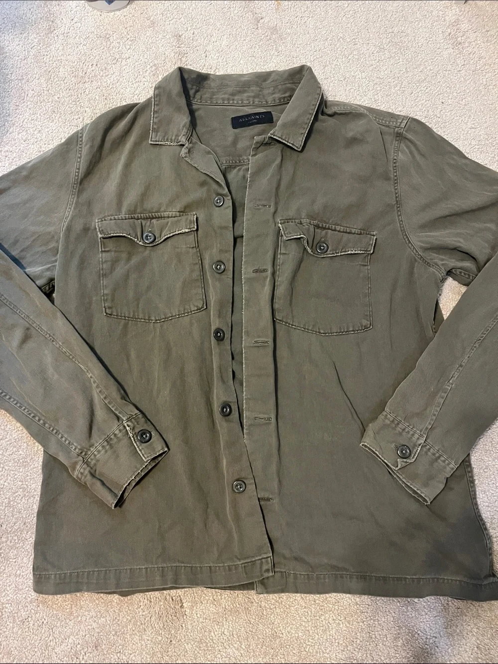 Men's All Saints SPOTTER SLIM FIT OVERSHIRT Cargo Green size xl